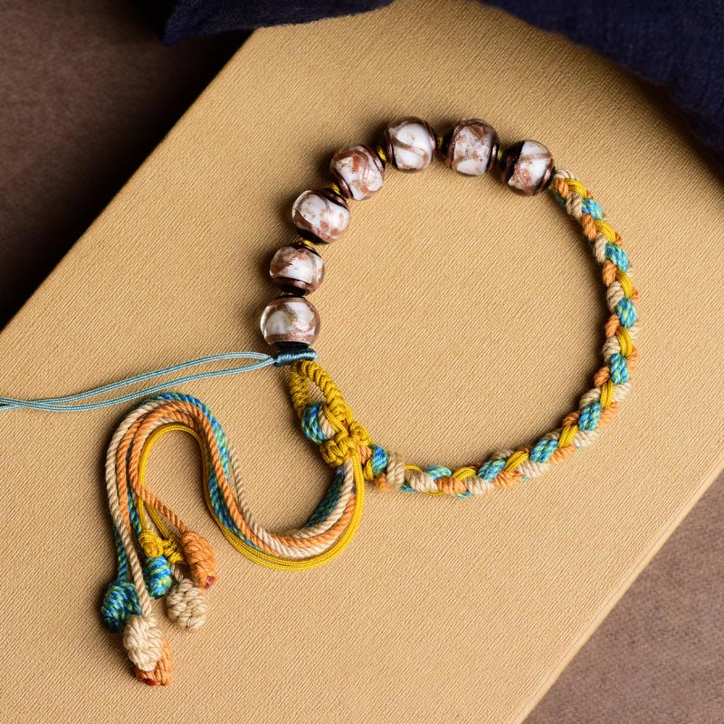 Bracelet unisexe en perles spirituelles multicolores en verre Liuli