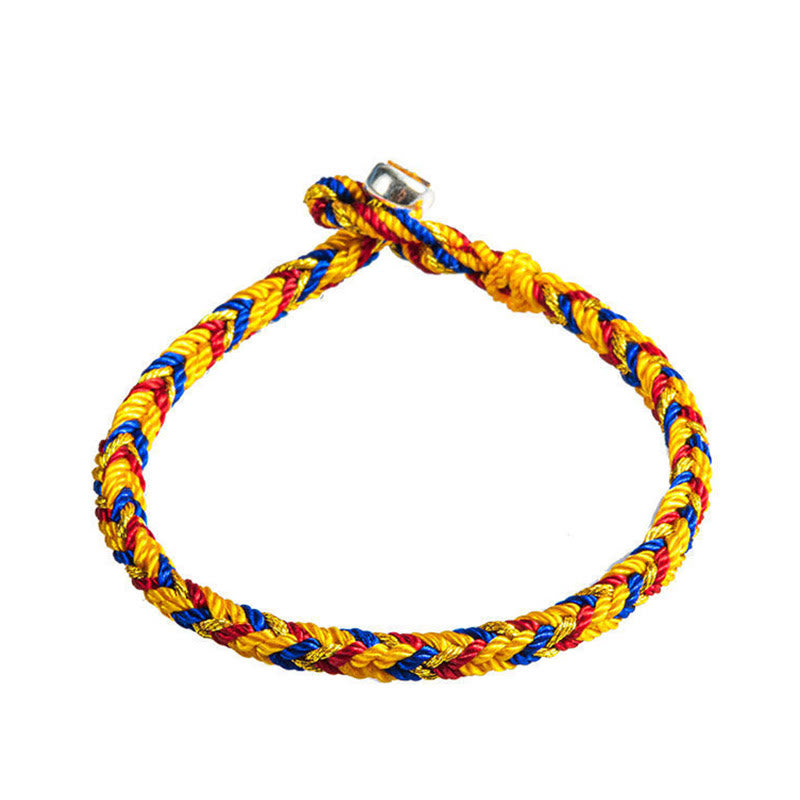 Bracelet de protection en fil rouge multicolore avec breloque en argent
