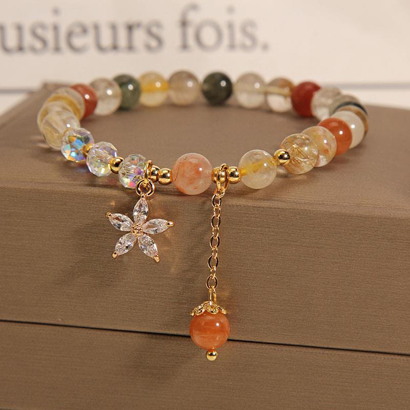 Bracelet de bon augure en quartz rutile multicolore