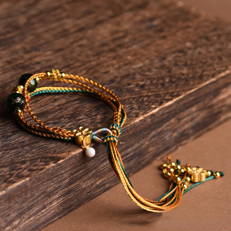 Bracelet de protection spirituelle multicouche en perles de verre Liuli