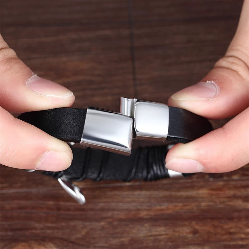 Bracelet en cuir multi-pierres Om Mani Padme Hum
