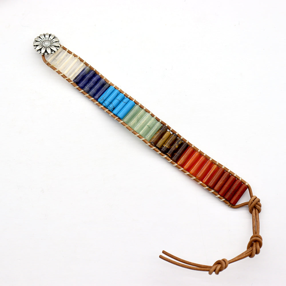 Bracelet de guérison naturel des 7 chakras réglable 16-26 cm