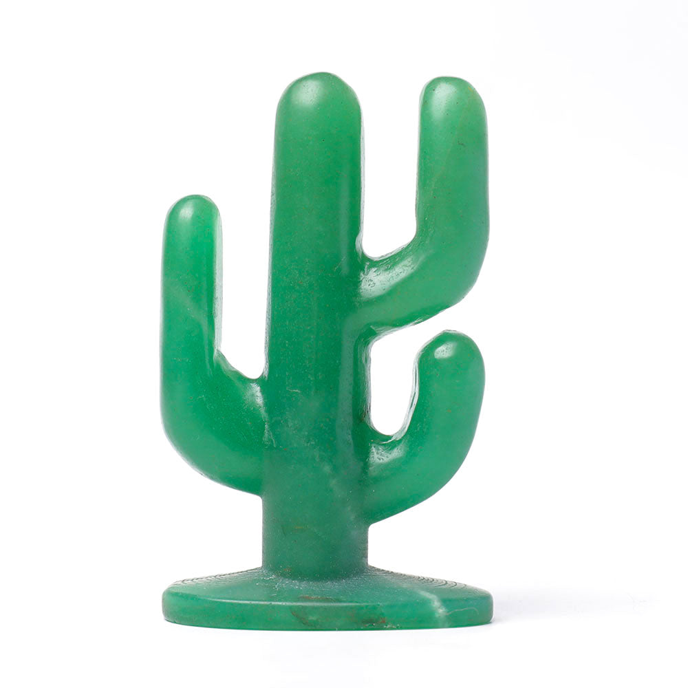 Sculpture en cristal de cactus en aventurine naturelle de 10 cm