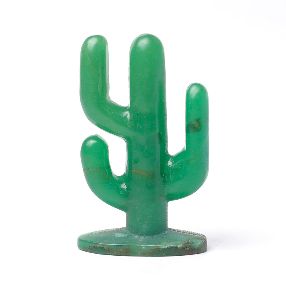 Sculpture en cristal de cactus en aventurine naturelle de 10 cm