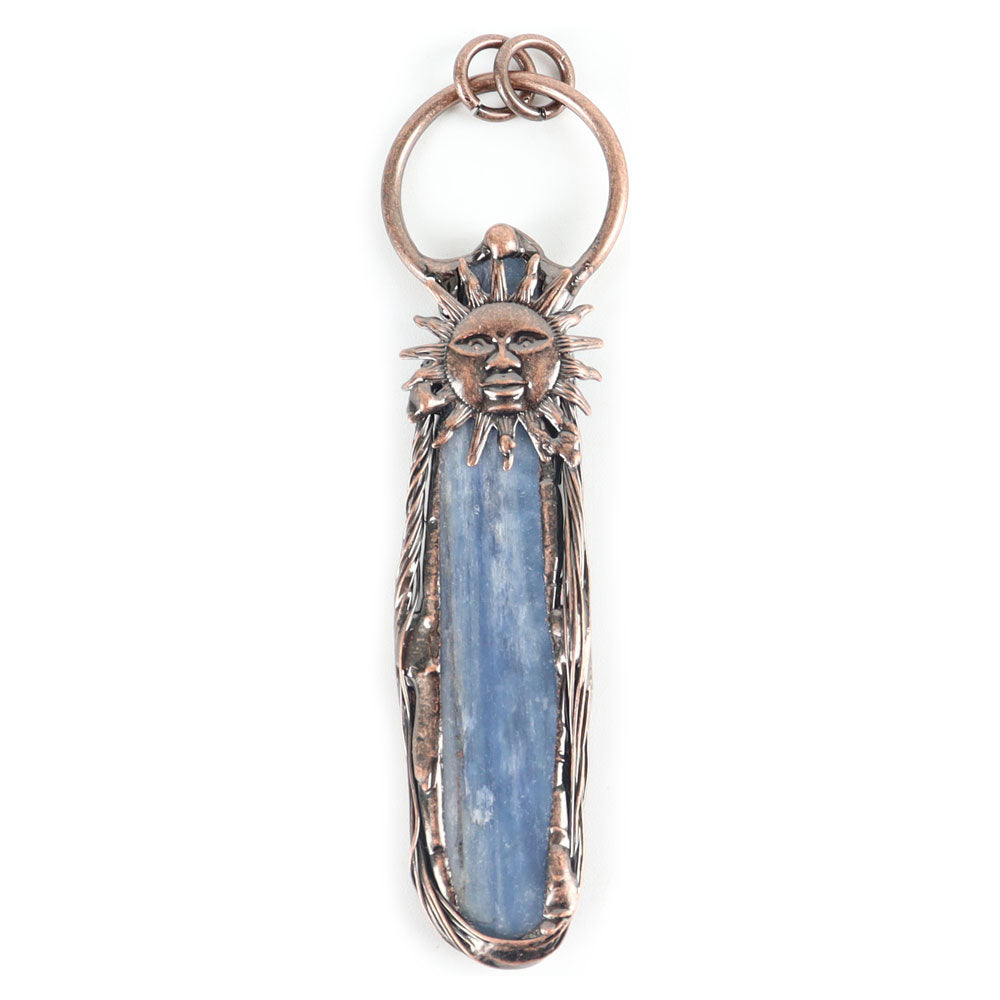 Collier pendentif en cristal de cyanite bleu naturel 7,6 cm