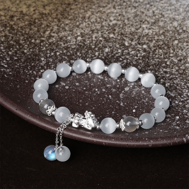 Bracelet de soutien spirituel en pierre de lune œil de chat naturelle