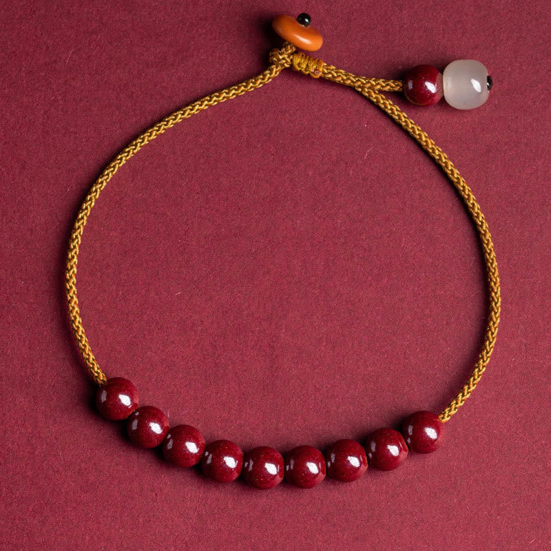 Bracelet de bénédiction en perles de cinabre naturel 14-20 cm