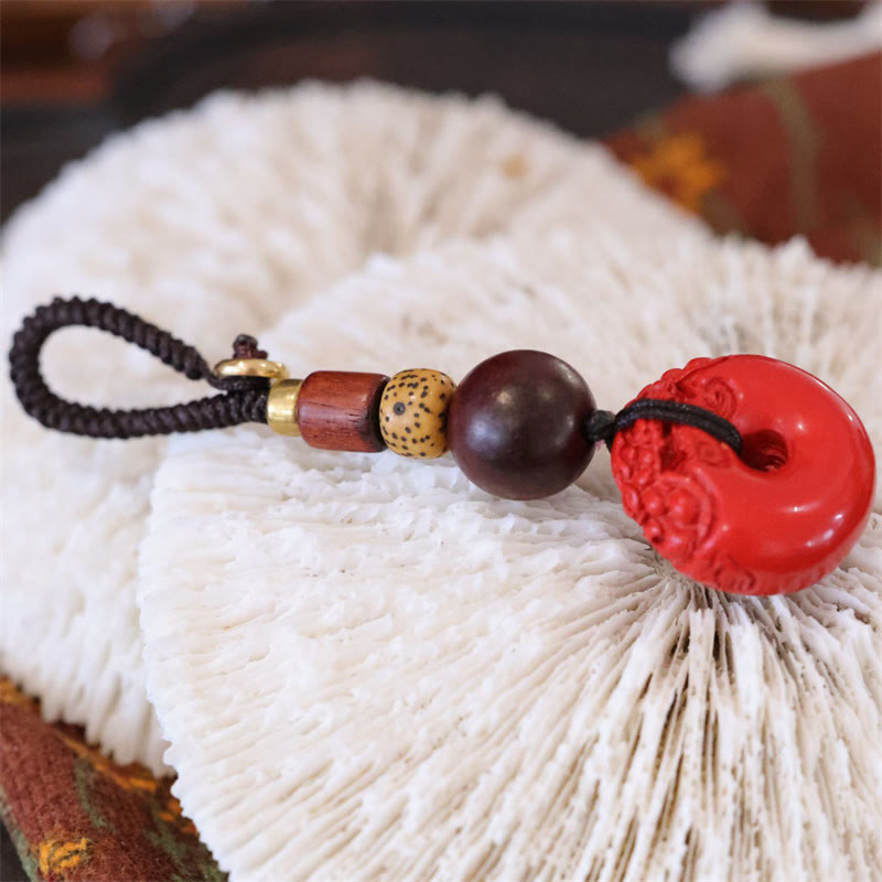Porte-clés PiXiu Peace Buckle en cinabre naturel pour bénédictions