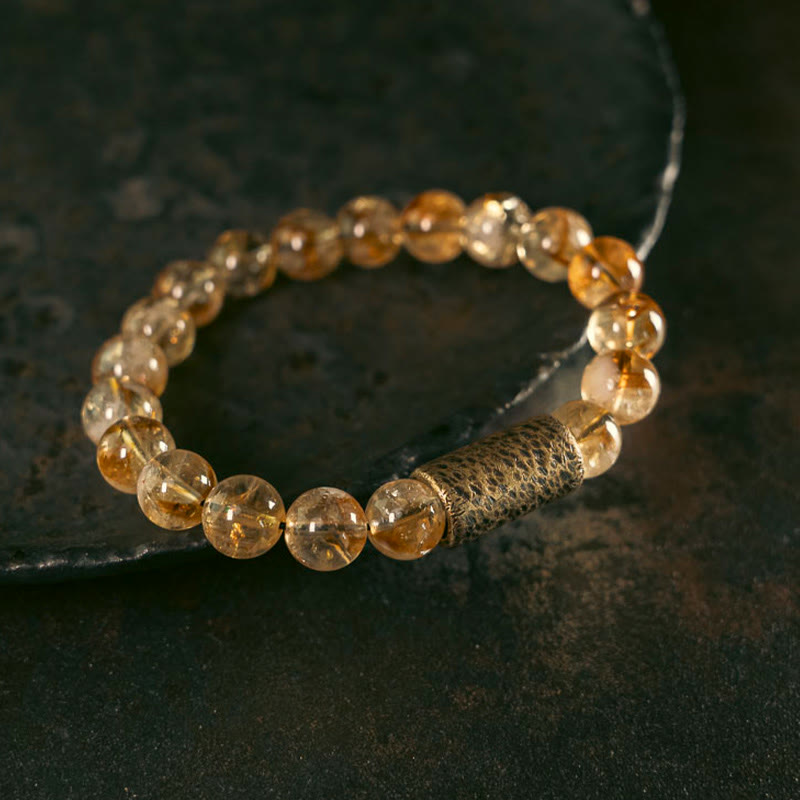 Bracelet de protection en citrine naturelle avec perles en laiton