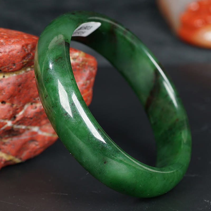 Bracelet en jade cyan Hetian naturel pour le succès et le bonheur 56 mm