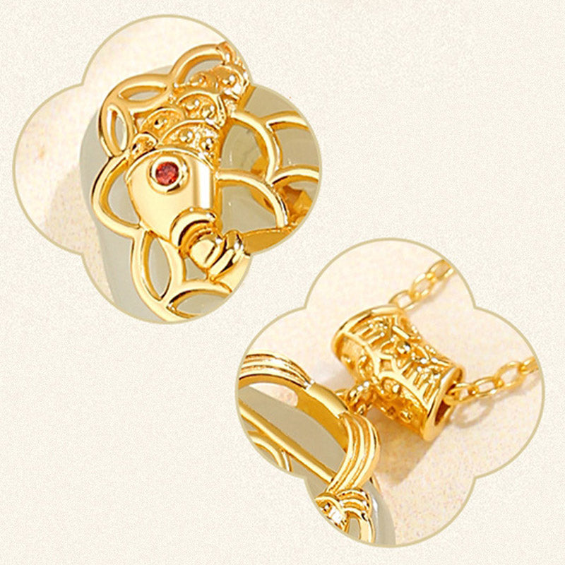 Collier de richesse en jade naturel Hetian Koi Fish en argent sterling