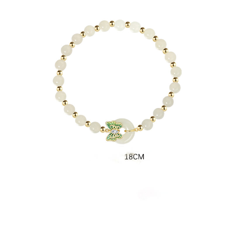 Collier et bracelet papillon en jade naturel Hetian avec boucle de paix