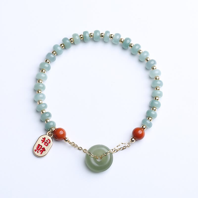 Bracelet porte-bonheur en jade naturel Hetian avec boucle de paix