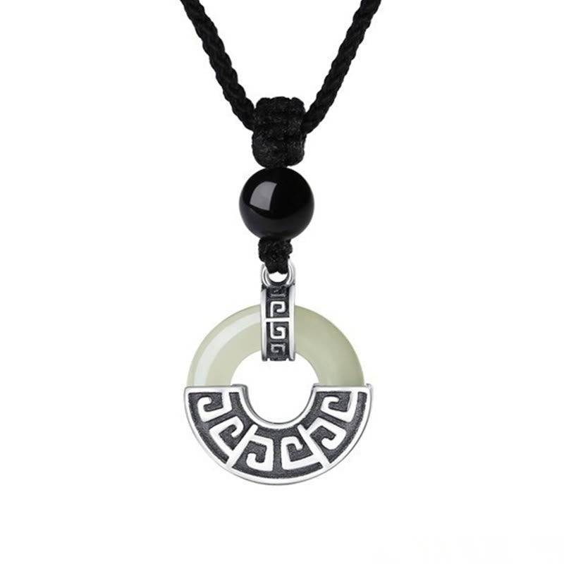 Collier en jade Hetian naturel avec boucle de paix | Prospérité en argent 925