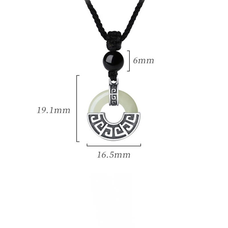 Collier en jade Hetian naturel avec boucle de paix | Prospérité en argent 925
