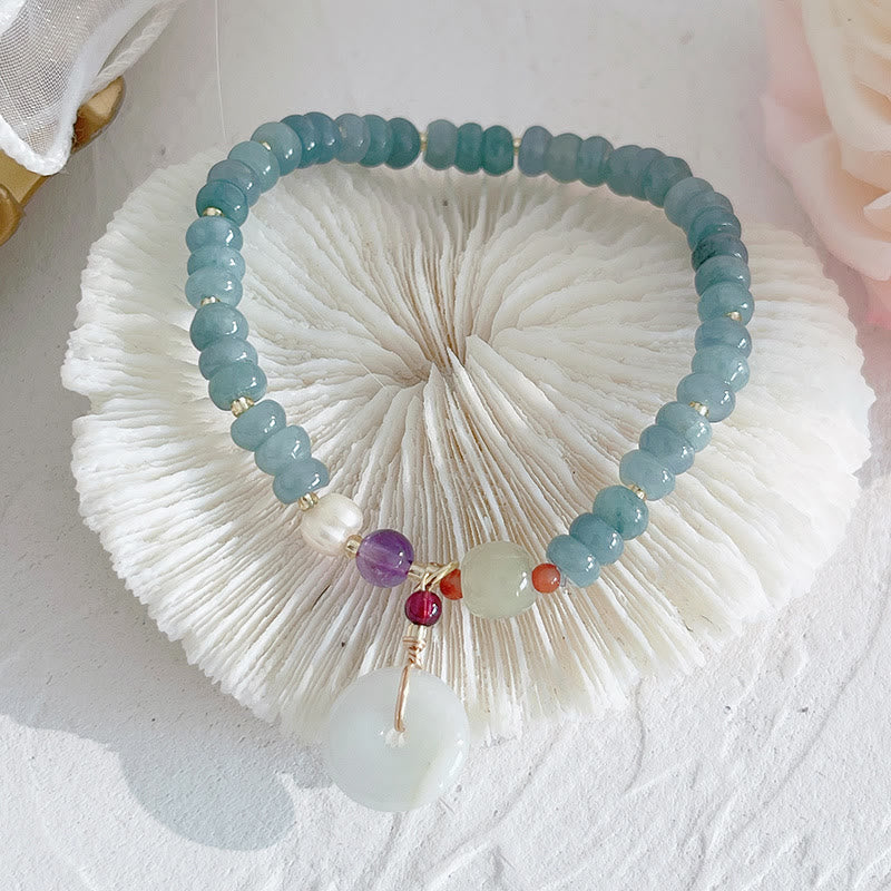 Bracelet de prospérité en jade naturel Hetian avec breloque PiXiu