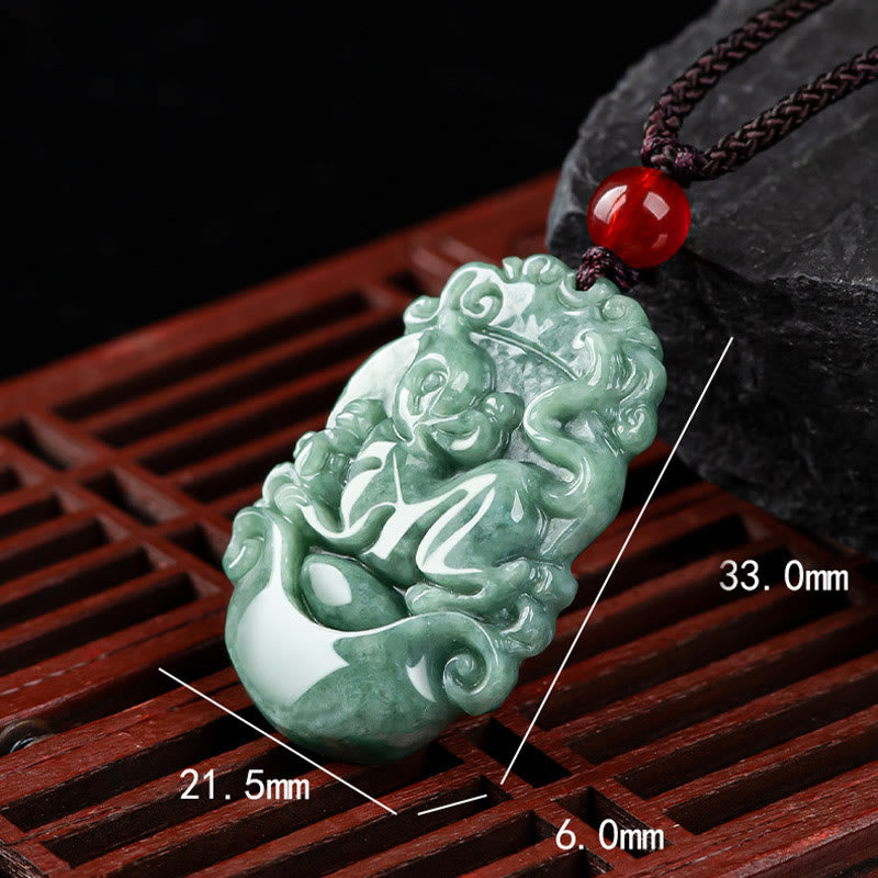 Collier pendentif en jade naturel avec 12 signes du zodiaque chinois pour la prospérité