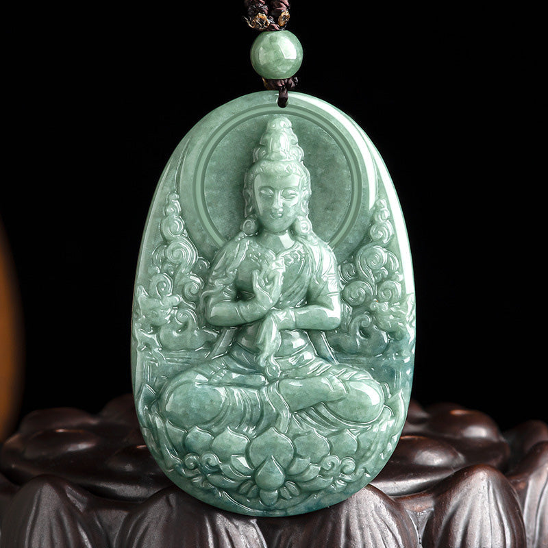 Collier de richesse et de succès en jade naturel Avalokitesvara 45 cm