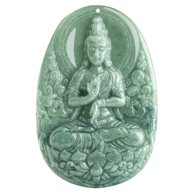 Collier de richesse et de succès en jade naturel Avalokitesvara 45 cm