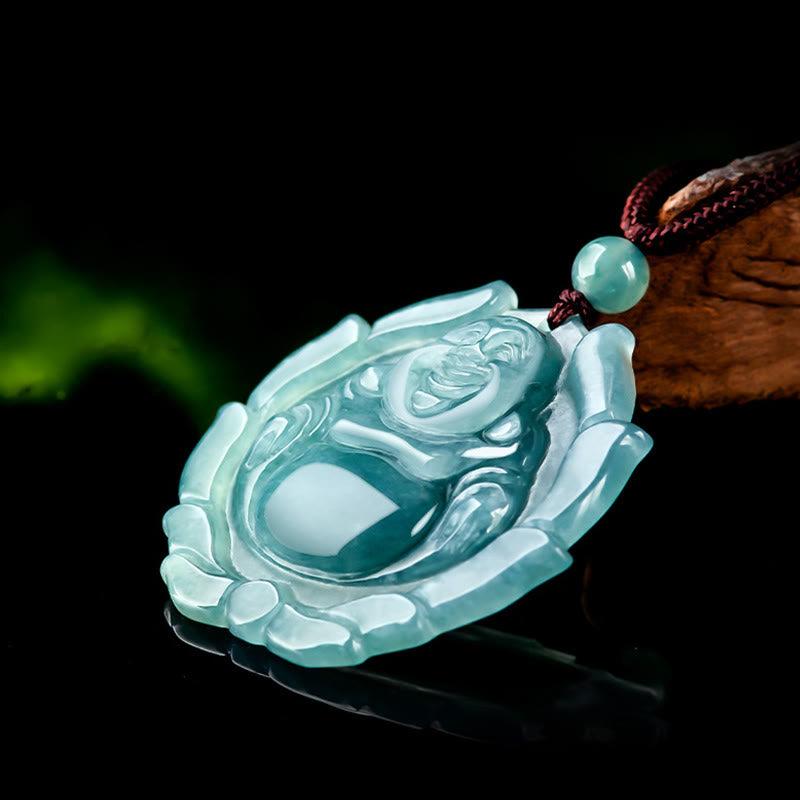 Collier Bouddha en jade naturel pour la chance et la richesse