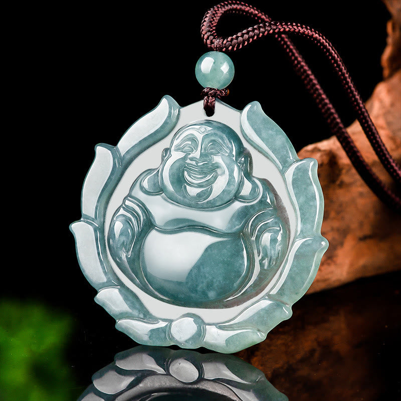 Collier Bouddha en jade naturel pour la chance et la richesse