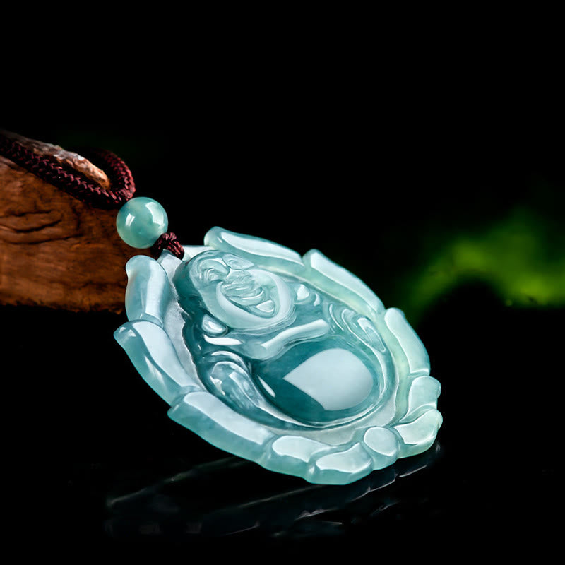 Collier Bouddha en jade naturel pour la chance et la richesse
