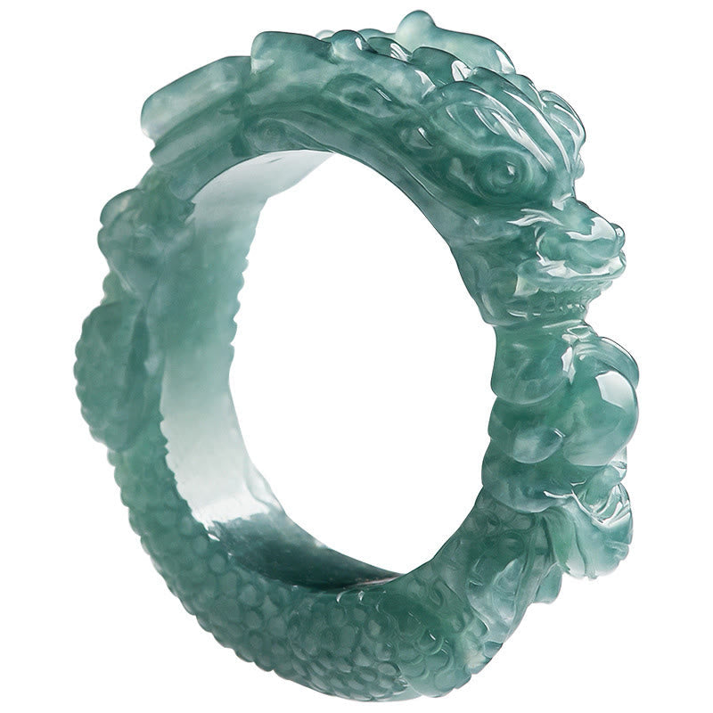 Bague de réussite en jade naturel avec dragon