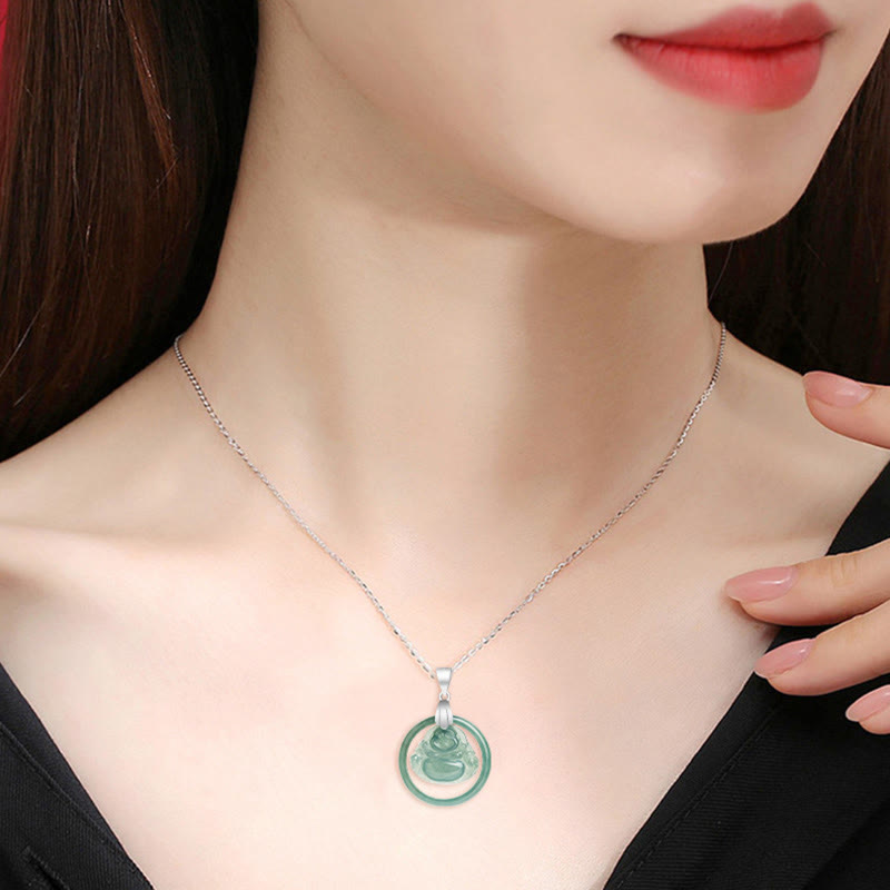 Collier Bouddha rieur en jade naturel pour l'abondance et la joie
