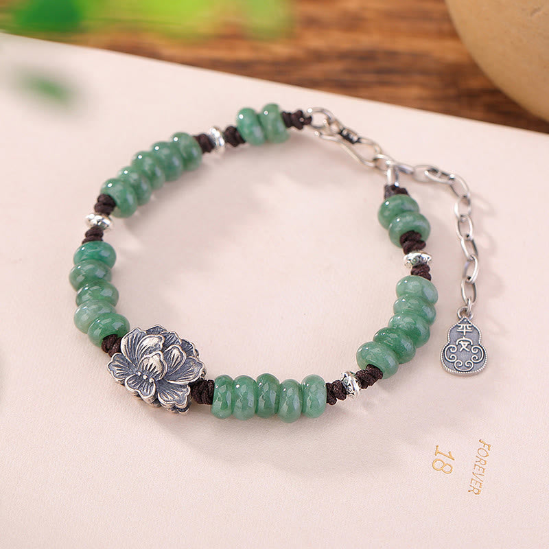Bracelet de paix et de chance en jade naturel Lotus