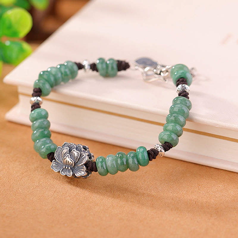 Bracelet de paix et de chance en jade naturel Lotus