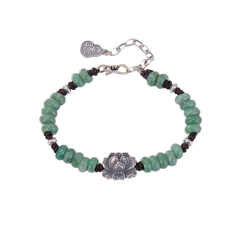 Bracelet de paix et de chance en jade naturel Lotus