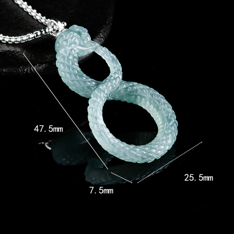 Collier pendentif serpent Mamba en jade naturel pour la chance et l'équilibre
