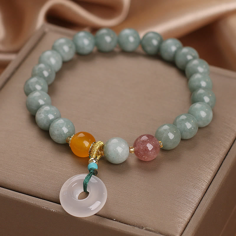 Bracelet en jade naturel avec boucle de paix pour la prospérité et l'abondance