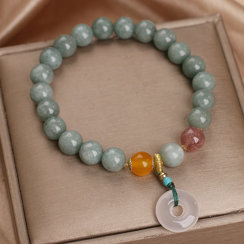 Bracelet en jade naturel avec boucle de paix pour la prospérité et l'abondance
