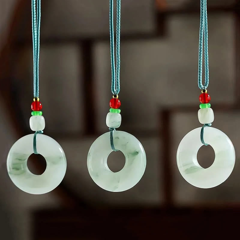 Collier de prospérité avec boucle de paix en jade naturel 45 cm