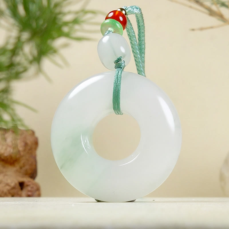 Collier de prospérité avec boucle de paix en jade naturel 45 cm