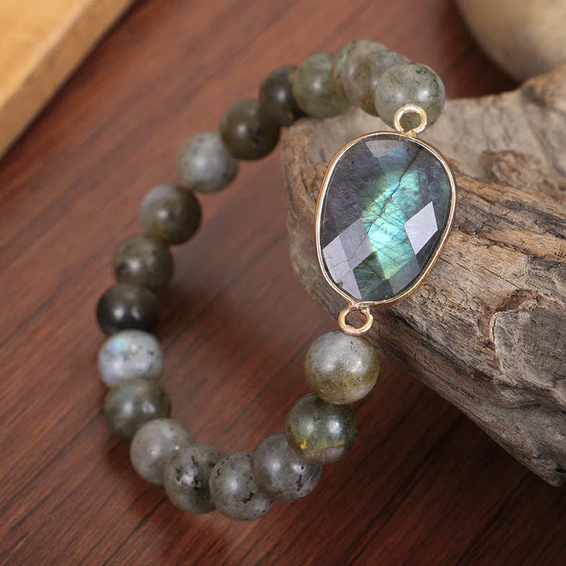 Bracelet de soutien de guérison en labradorite naturelle et pierre de lune