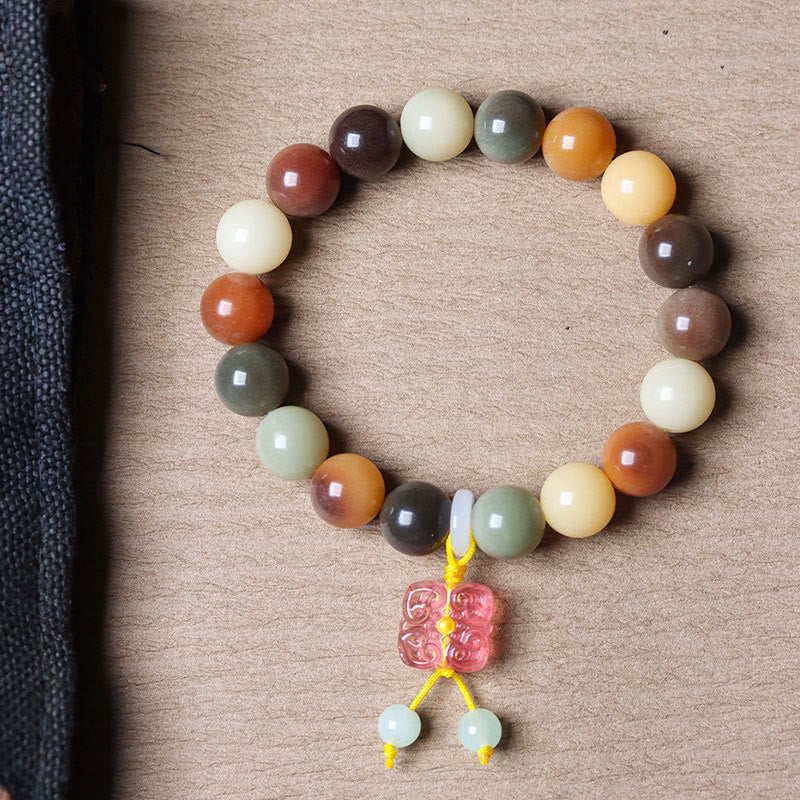 Bracelet spirituel en graines de Bodhi multicolores naturelles pour la paix