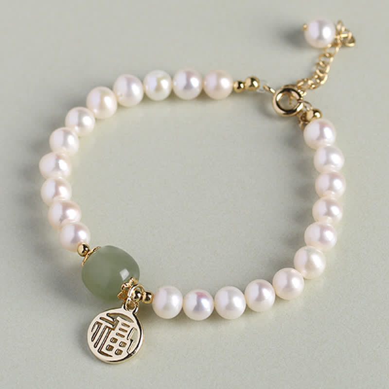 Bracelet en jade Hetian et perles naturelles pour le bonheur et la guérison