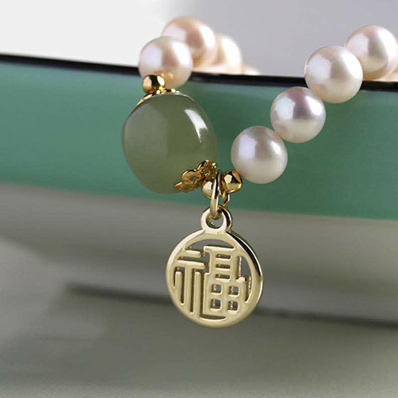 Bracelet en jade Hetian et perles naturelles pour le bonheur et la guérison
