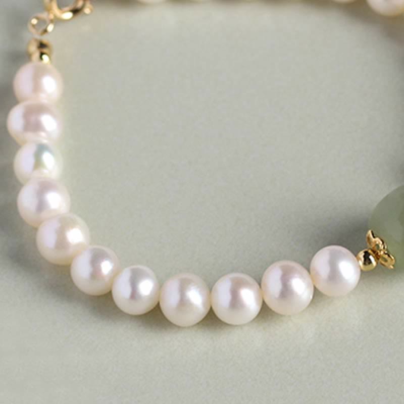 Bracelet en jade Hetian et perles naturelles pour le bonheur et la guérison