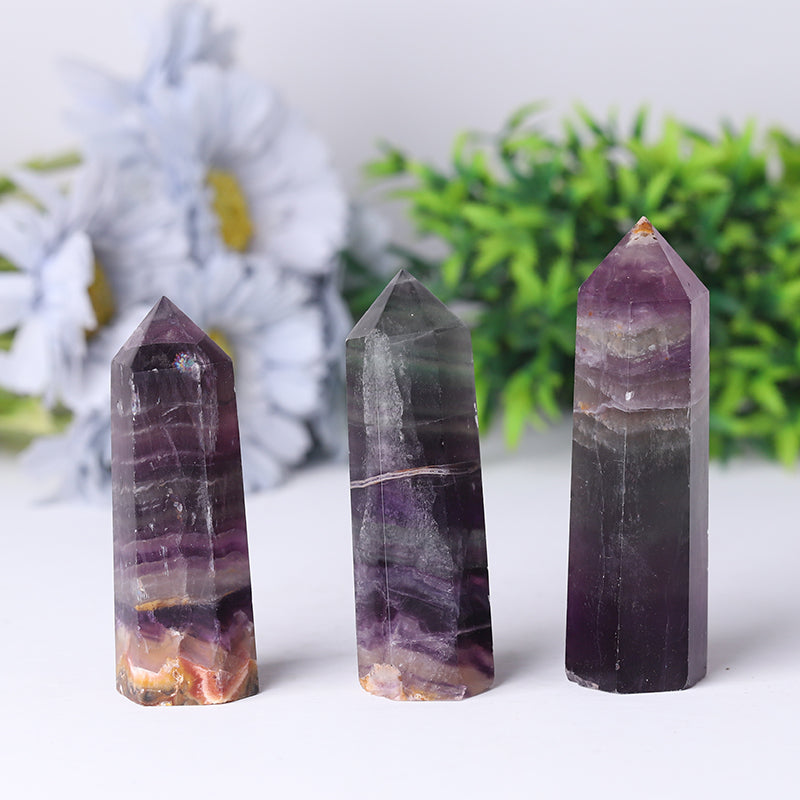 Natural Rainbow Fluorite Crystal Towers 2.4-4.5 in for Energy Healing