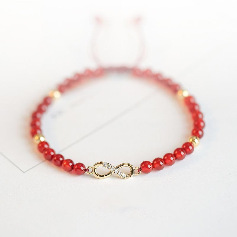 Bracelet de confiance en agate rouge naturelle avec breloque trèfle à quatre feuilles et étoile