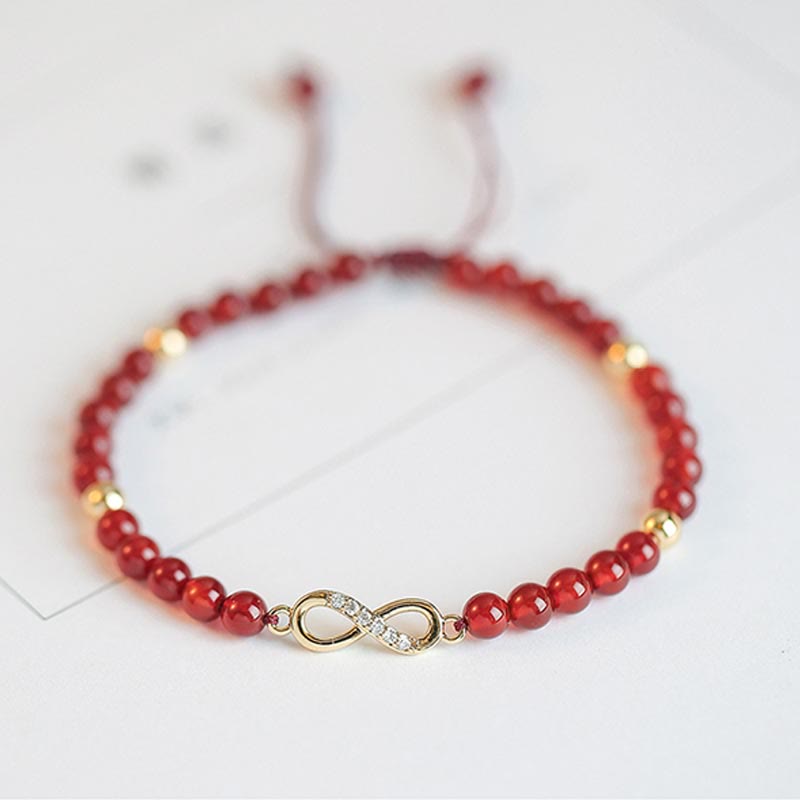 Bracelet de confiance en agate rouge naturelle avec breloque trèfle à quatre feuilles et étoile