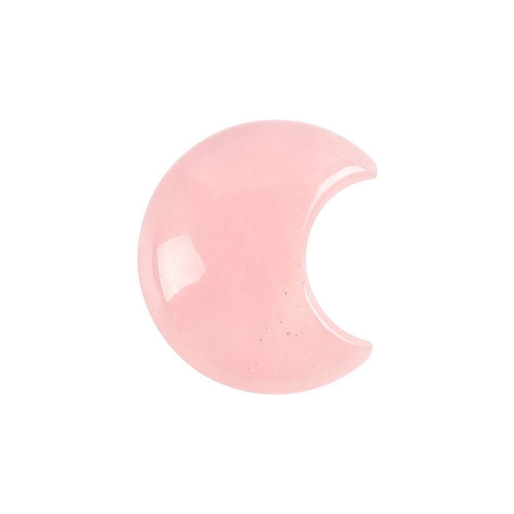 Pierre de paume en quartz rose naturel en forme de lune pour la guérison