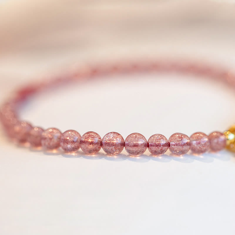 Bracelet de guérison porte-bonheur en jade, quartz fraise naturel et grenat