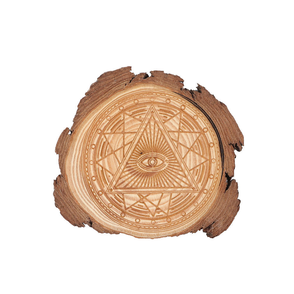 Dessous de verre spirituel en bois naturel de 10 cm pour décoration zen