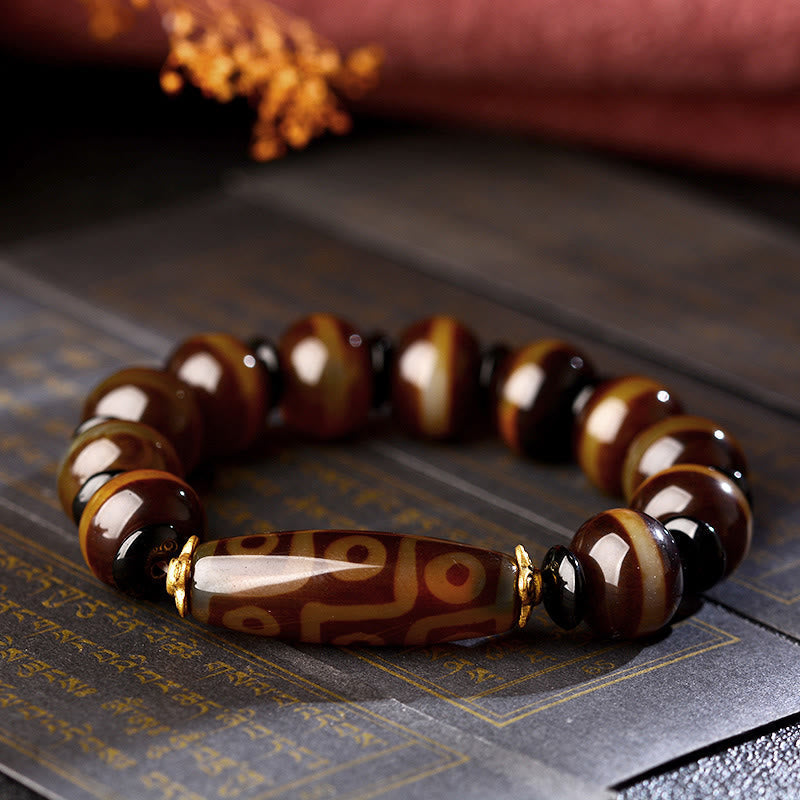 Bracelet de richesse et de protection en agate à neuf yeux