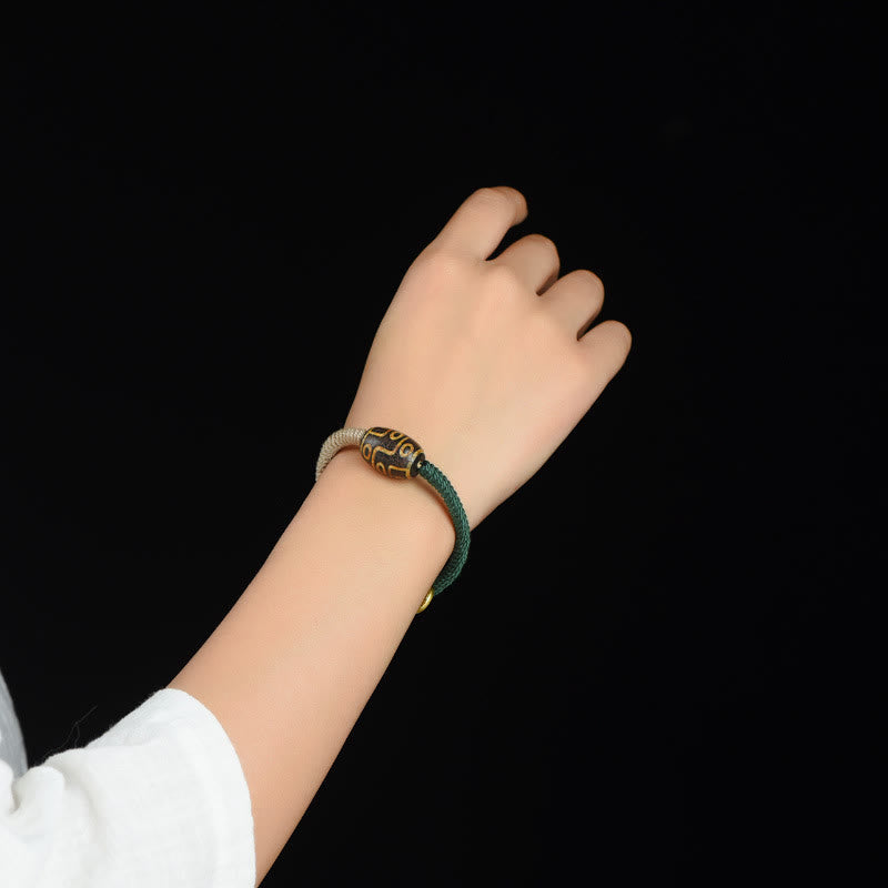 Bracelet de richesse en perles dzi à neuf yeux | Corde d'agate faite main