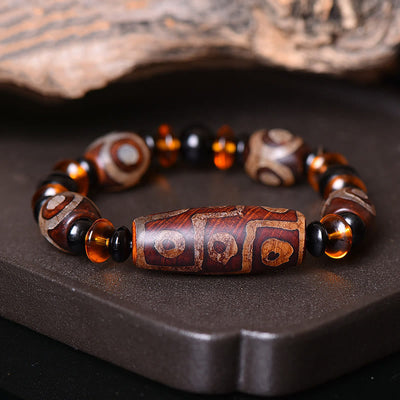Bracelet en agate de protection de richesse avec perles dzi à neuf yeux
